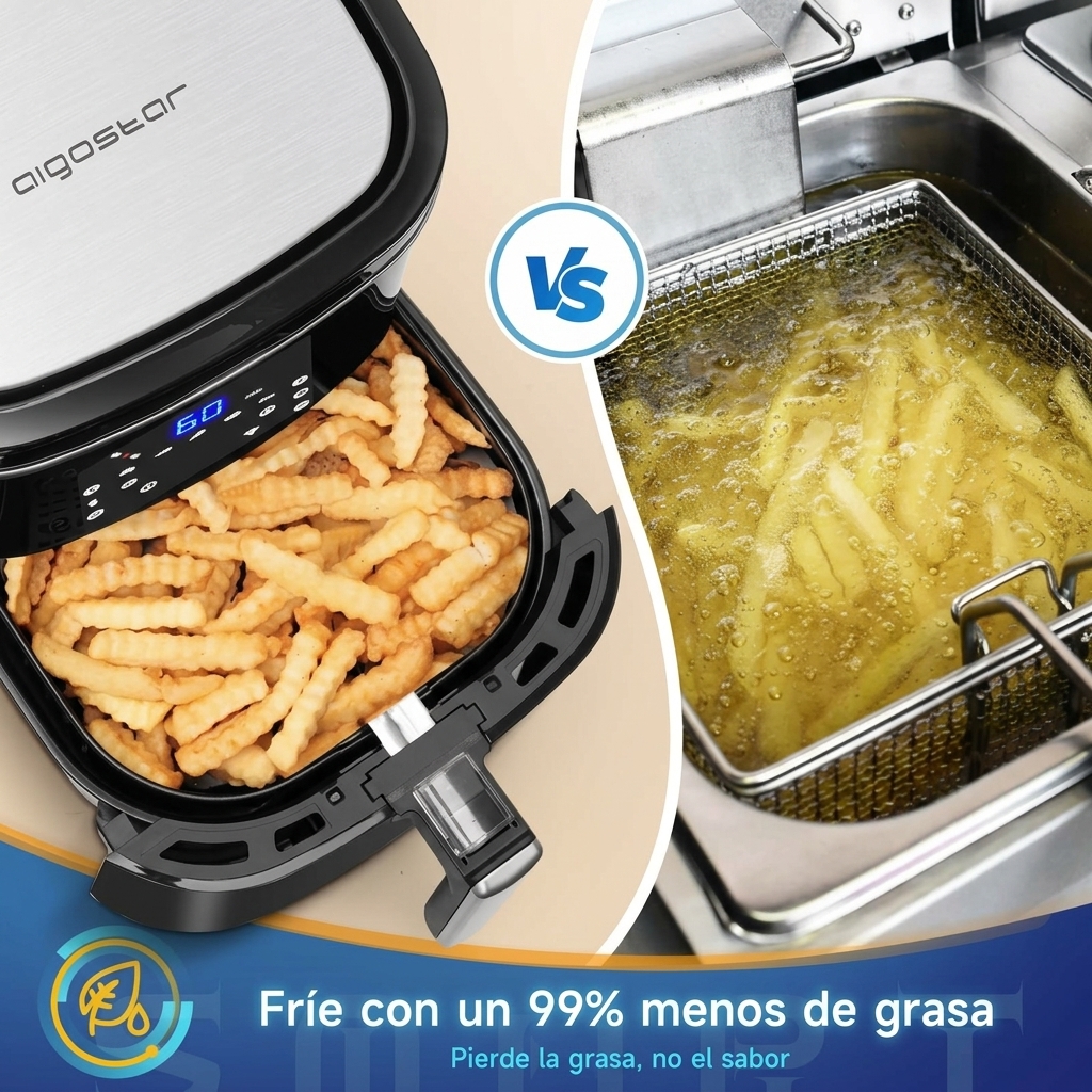 Freidora de Aire sin Aceite XXL 7L,1900W, Inteligente. Conexión Wifi.Pantalla LED táctil, 7 funciones preestablecidas Libre de BPA REGALO: 1,7L Hervidor Eléctrico - Image 3